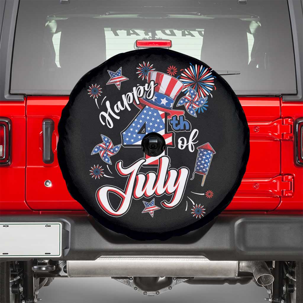 Funny Patriotic Independence Day Spare Tire Cover Happy 4th Of July American Firework TS11 Black Print Your Wear
