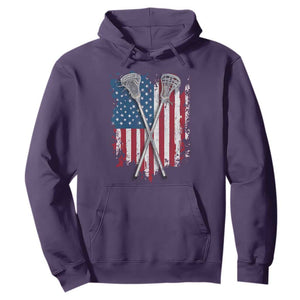Funny Patriotic Lax Lacrosse Sticks American Flag Hoodie TS11 Purple Print Your Wear