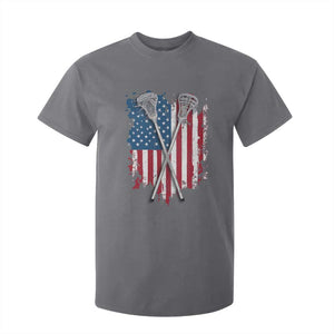 Funny Patriotic Lax Lacrosse Sticks American Flag T Shirt For Kid TS11 Charcoal Print Your Wear