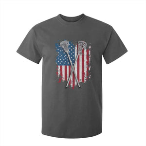 Funny Patriotic Lax Lacrosse Sticks American Flag T Shirt For Kid TS11 Dark Heather Print Your Wear