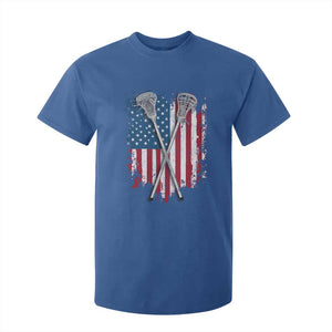 Funny Patriotic Lax Lacrosse Sticks American Flag T Shirt For Kid TS11 Royal Blue Print Your Wear