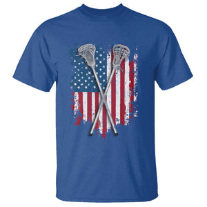 Funny Patriotic Lax Lacrosse Sticks American Flag T Shirt TS11 Royal Blue Print Your Wear