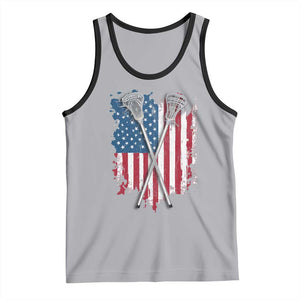 Funny Patriotic Lax Lacrosse Sticks American Flag Tank Top TS11 Athletic Heather Black Print Your Wear