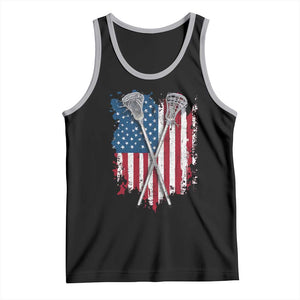 Funny Patriotic Lax Lacrosse Sticks American Flag Tank Top TS11 Black Athletic Heather Print Your Wear