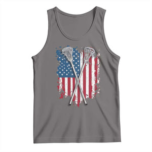 Funny Patriotic Lax Lacrosse Sticks American Flag Tank Top TS11 Deep Heather Print Your Wear