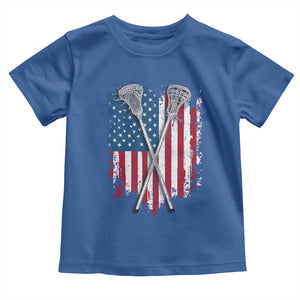 Funny Patriotic Lax Lacrosse Sticks American Flag Toddler T Shirt TS11 Royal Blue Print Your Wear