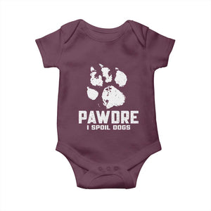Funny Pawdre I Spoil Dogs Baby Onesie Fur Dad Fathers Day Vintage Paw Prints TS11 Maroon Print Your Wear