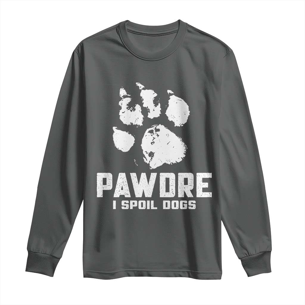 Funny Pawdre I Spoil Dogs Long Sleeve Shirt Fur Dad Fathers Day Vintage Paw Prints TS11 Dark Heather Print Your Wear