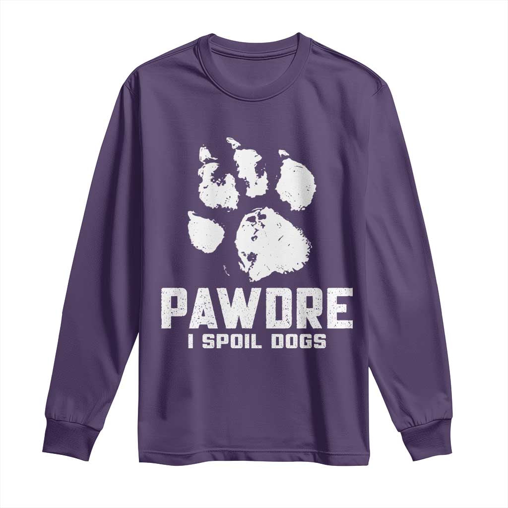Funny Pawdre I Spoil Dogs Long Sleeve Shirt Fur Dad Fathers Day Vintage Paw Prints TS11 Purple Print Your Wear