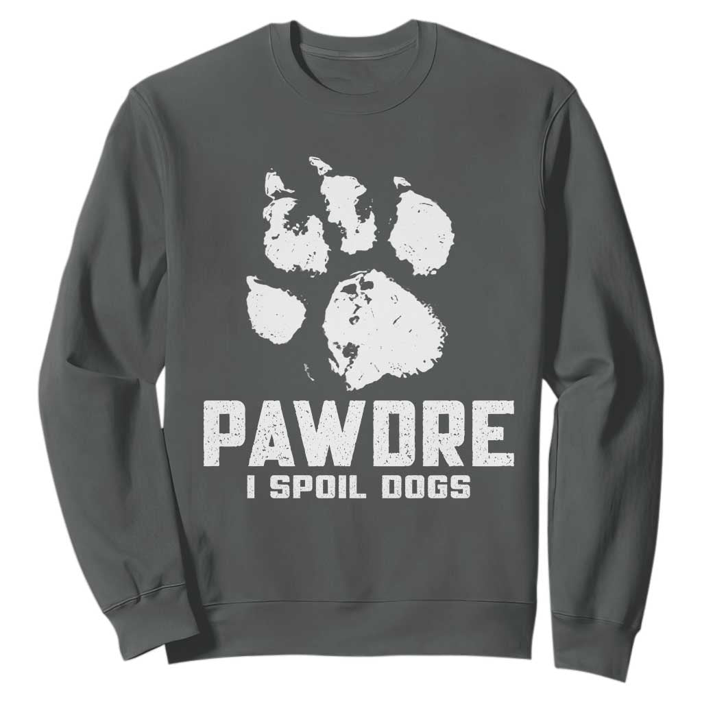 Funny Pawdre I Spoil Dogs Sweatshirt Fur Dad Fathers Day Vintage Paw Prints TS11 Dark Heather Print Your Wear