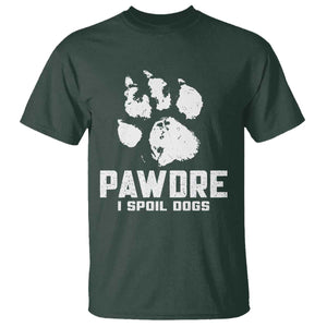 Funny Pawdre I Spoil Dogs T Shirt Fur Dad Fathers Day Vintage Paw Prints TS11 Dark Forest Green Print Your Wear