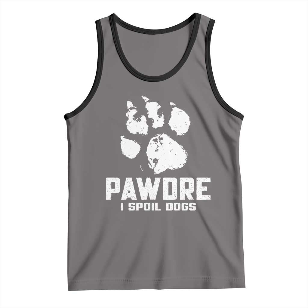 Funny Pawdre I Spoil Dogs Tank Top Fur Dad Fathers Day Vintage Paw Prints TS11 Deep Heather Black Print Your Wear