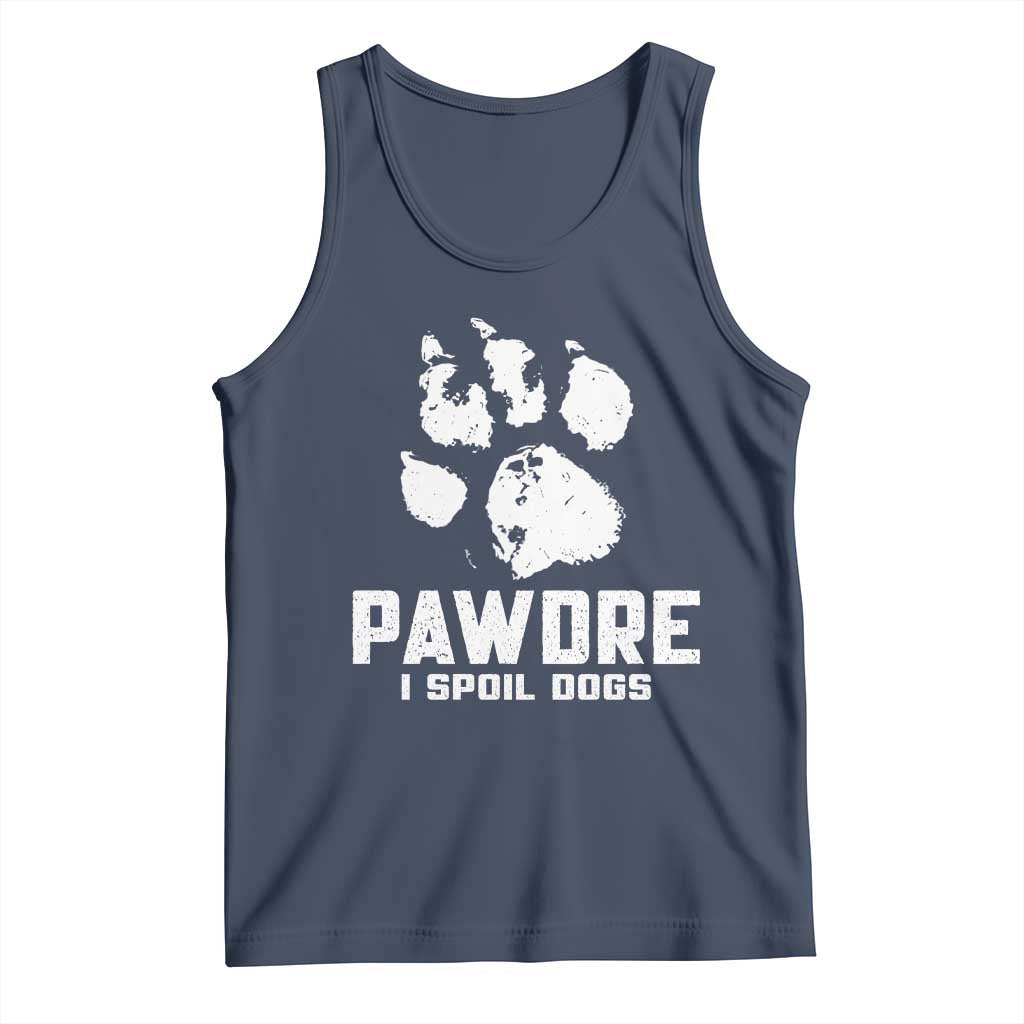 Funny Pawdre I Spoil Dogs Tank Top Fur Dad Fathers Day Vintage Paw Prints TS11 Navy Print Your Wear
