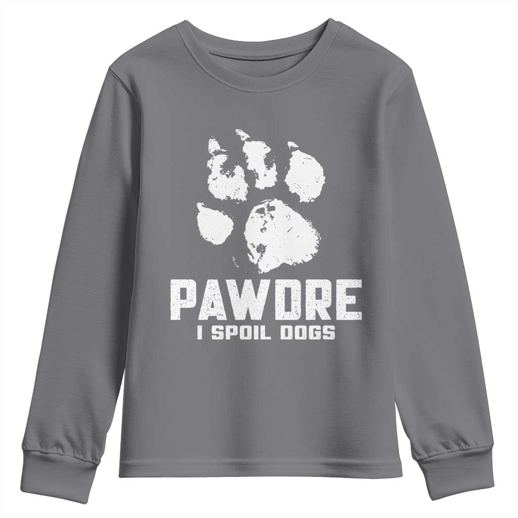Funny Pawdre I Spoil Dogs Youth Sweatshirt Fur Dad Fathers Day Vintage Paw Prints TS11 Charcoal Print Your Wear