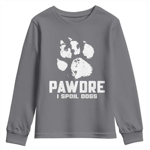 Funny Pawdre I Spoil Dogs Youth Sweatshirt Fur Dad Fathers Day Vintage Paw Prints TS11 Charcoal Print Your Wear