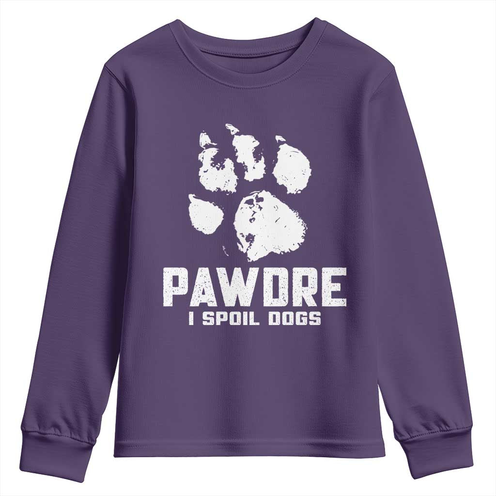 Funny Pawdre I Spoil Dogs Youth Sweatshirt Fur Dad Fathers Day Vintage Paw Prints TS11 Purple Print Your Wear