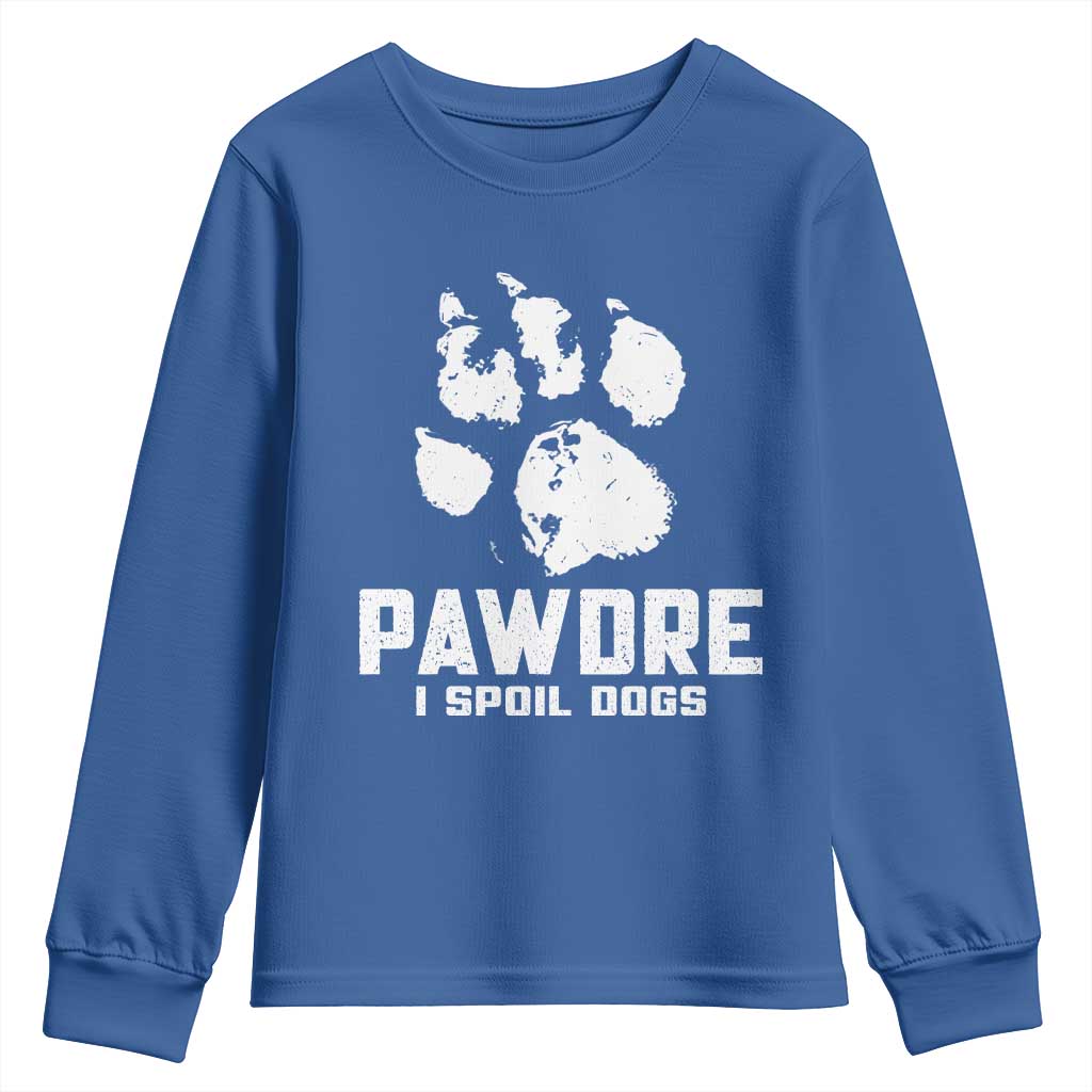 Funny Pawdre I Spoil Dogs Youth Sweatshirt Fur Dad Fathers Day Vintage Paw Prints TS11 Royal Blue Print Your Wear