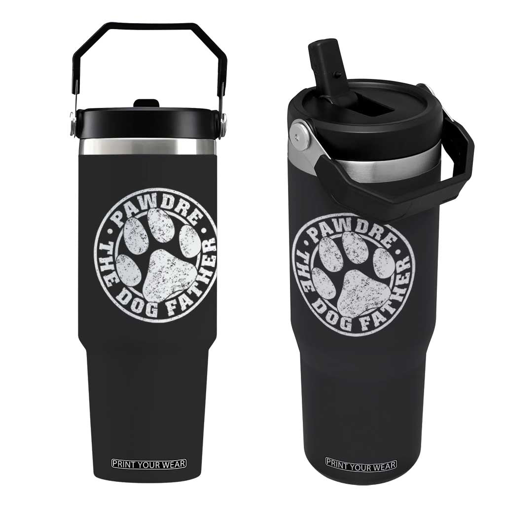 Funny Pawdre The Dog Father Flip Straw Tumbler Fur Dad Fathers Day Distressed Paw Prints TS11 One Size: 30 oz Black Print Your Wear