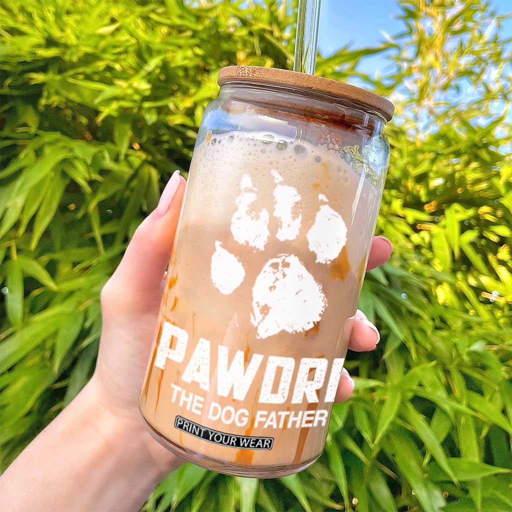 Funny Pawdre The Dog Father Glass Can Fur Dad Fathers Day Vintage Paw Prints TS11 Print Your Wear
