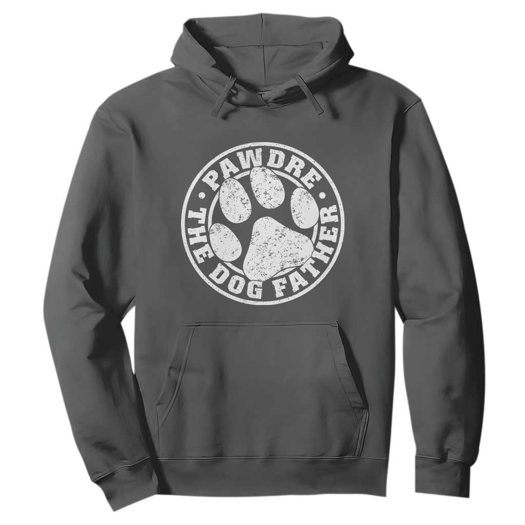 Funny Pawdre The Dog Father Hoodie Fur Dad Fathers Day Distressed Paw Prints TS11 Dark Heather Print Your Wear