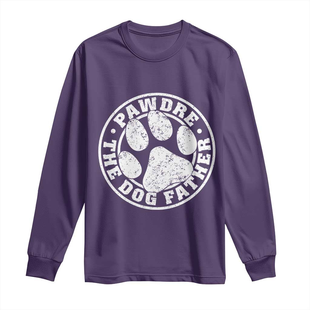 Funny Pawdre The Dog Father Long Sleeve Shirt Fur Dad Fathers Day Distressed Paw Prints TS11 Purple Print Your Wear