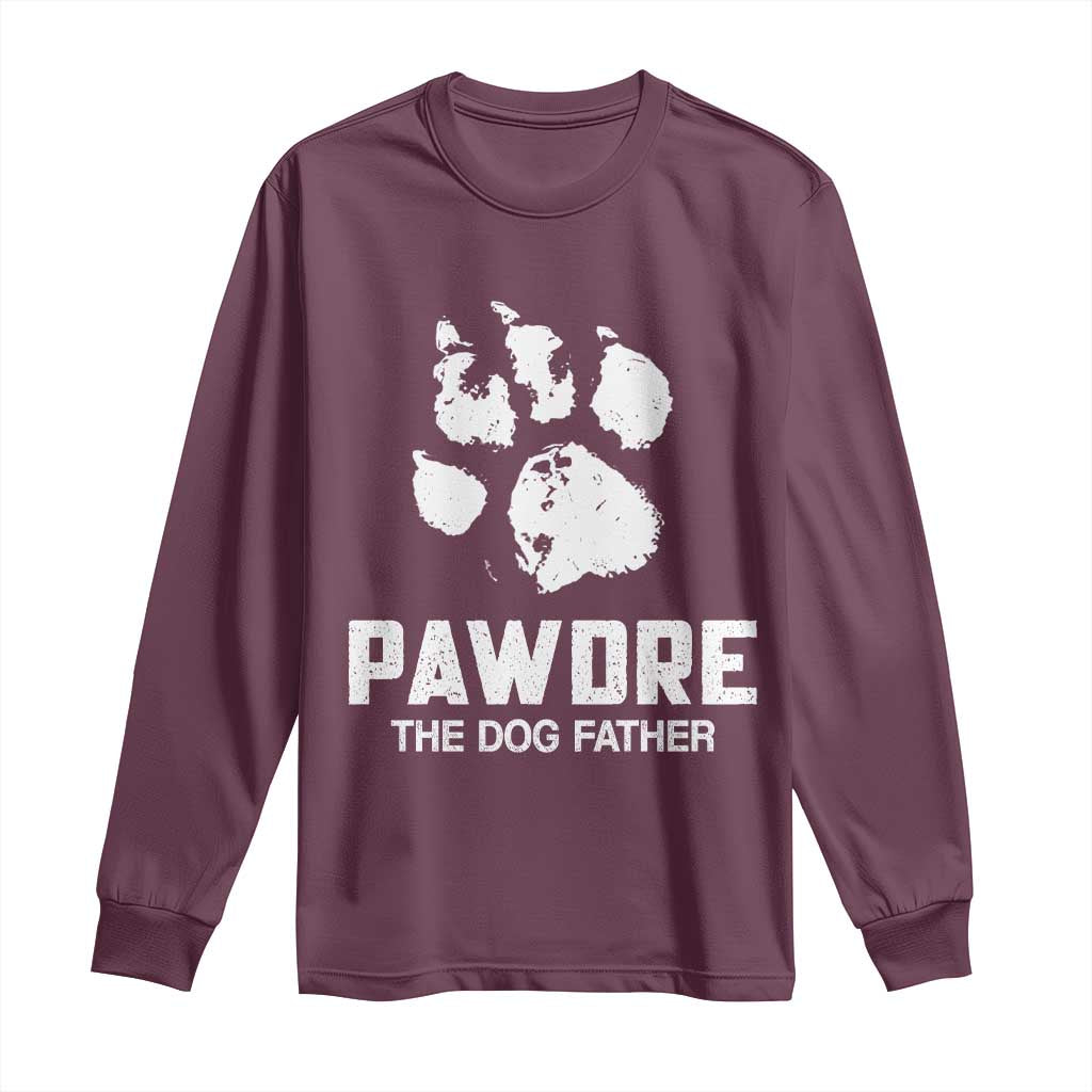 Funny Pawdre The Dog Father Long Sleeve Shirt Fur Dad Fathers Day Vintage Paw Prints TS11 Maroon Print Your Wear