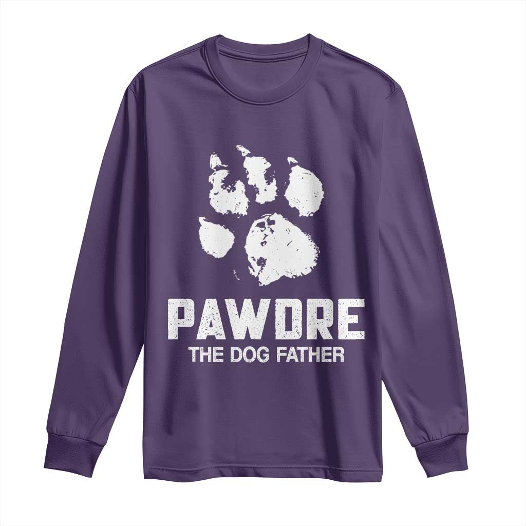 Funny Pawdre The Dog Father Long Sleeve Shirt Fur Dad Fathers Day Vintage Paw Prints TS11 Purple Print Your Wear