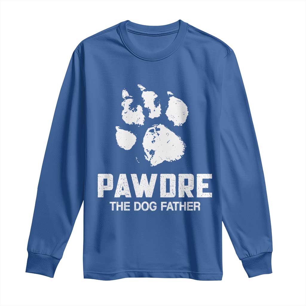 Funny Pawdre The Dog Father Long Sleeve Shirt Fur Dad Fathers Day Vintage Paw Prints TS11 Royal Blue Print Your Wear