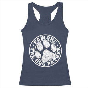 Funny Pawdre The Dog Father Racerback Tank Top Fur Dad Fathers Day Distressed Paw Prints TS11 Navy Print Your Wear