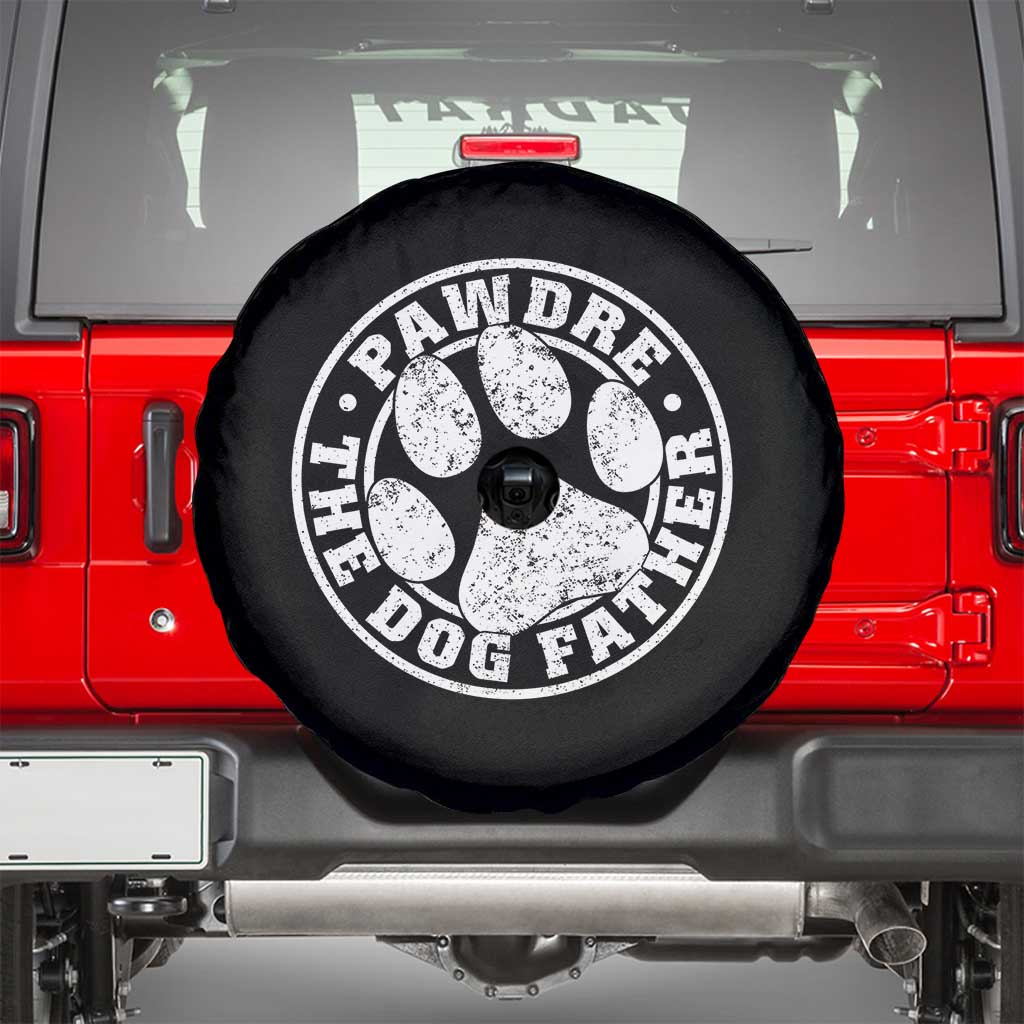 Funny Pawdre The Dog Father Spare Tire Cover Fur Dad Fathers Day Distressed Paw Prints TS11 Black Print Your Wear