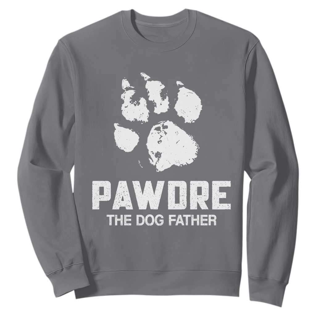 Funny Pawdre The Dog Father Sweatshirt Fur Dad Fathers Day Vintage Paw Prints TS11 Charcoal Print Your Wear