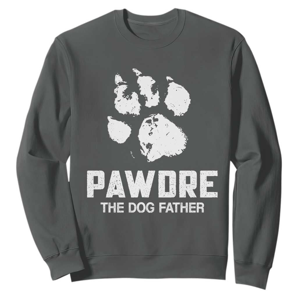 Funny Pawdre The Dog Father Sweatshirt Fur Dad Fathers Day Vintage Paw Prints TS11 Dark Heather Print Your Wear