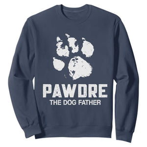 Funny Pawdre The Dog Father Sweatshirt Fur Dad Fathers Day Vintage Paw Prints TS11 Navy Print Your Wear
