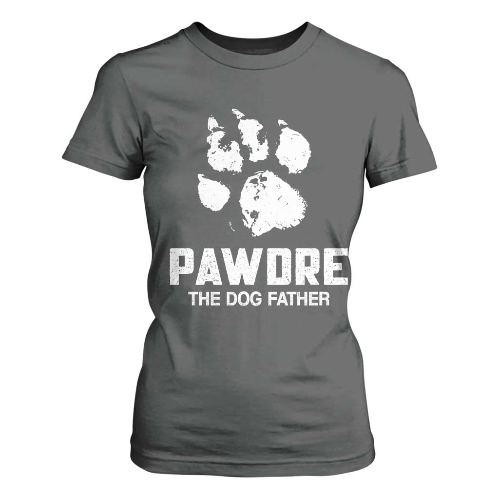 Funny Pawdre The Dog Father T Shirt For Women Fur Dad Fathers Day Vintage Paw Prints TS11 Dark Heather Print Your Wear