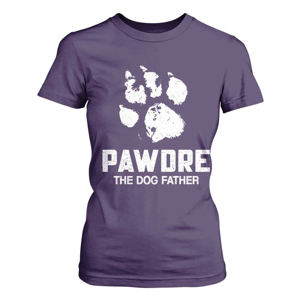 Funny Pawdre The Dog Father T Shirt For Women Fur Dad Fathers Day Vintage Paw Prints TS11 Purple Print Your Wear