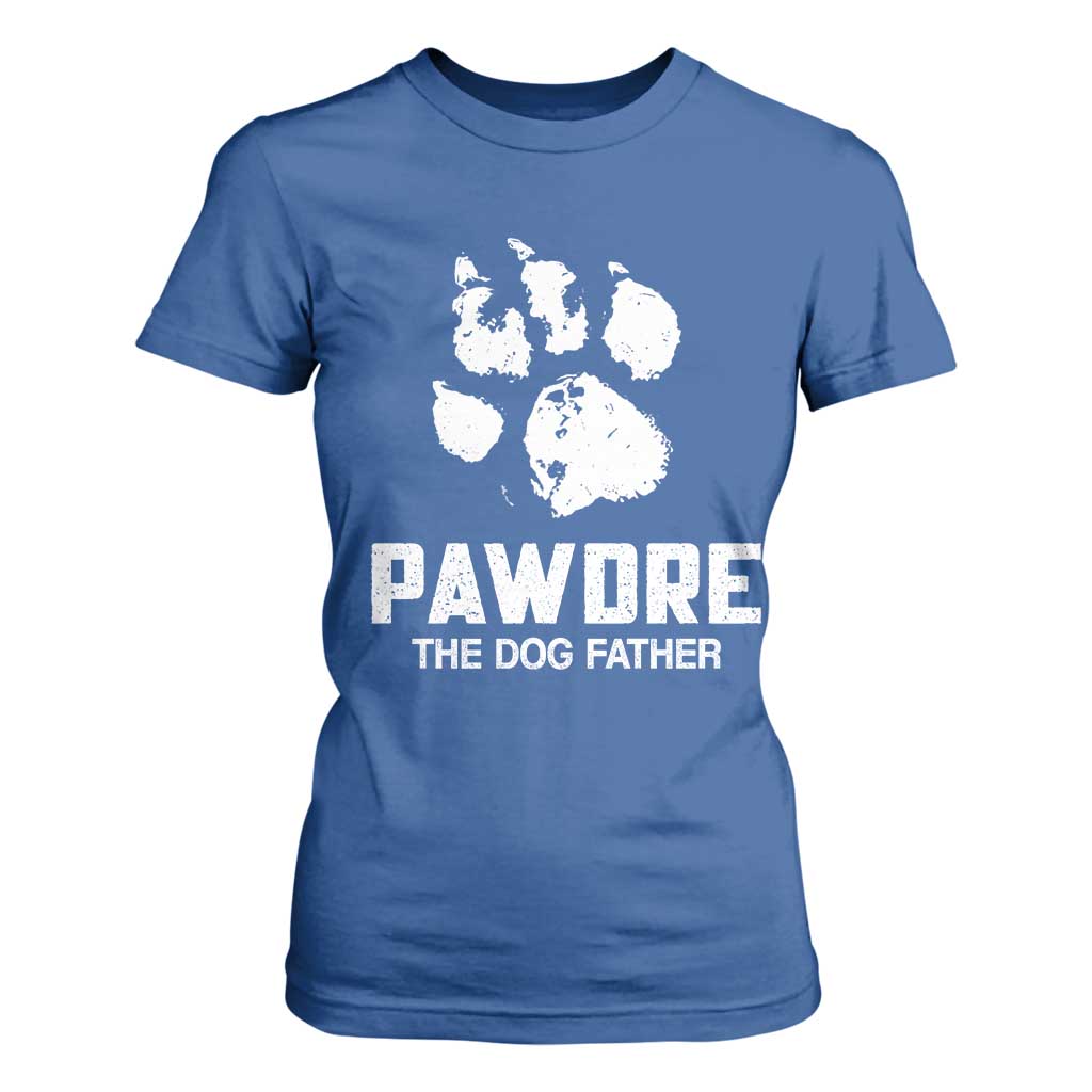 Funny Pawdre The Dog Father T Shirt For Women Fur Dad Fathers Day Vintage Paw Prints TS11 Royal Blue Print Your Wear