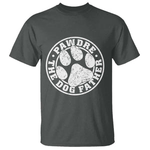Funny Pawdre The Dog Father T Shirt Fur Dad Fathers Day Distressed Paw Prints TS11 Dark Heather Print Your Wear