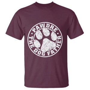 Funny Pawdre The Dog Father T Shirt Fur Dad Fathers Day Distressed Paw Prints TS11 Maroon Print Your Wear