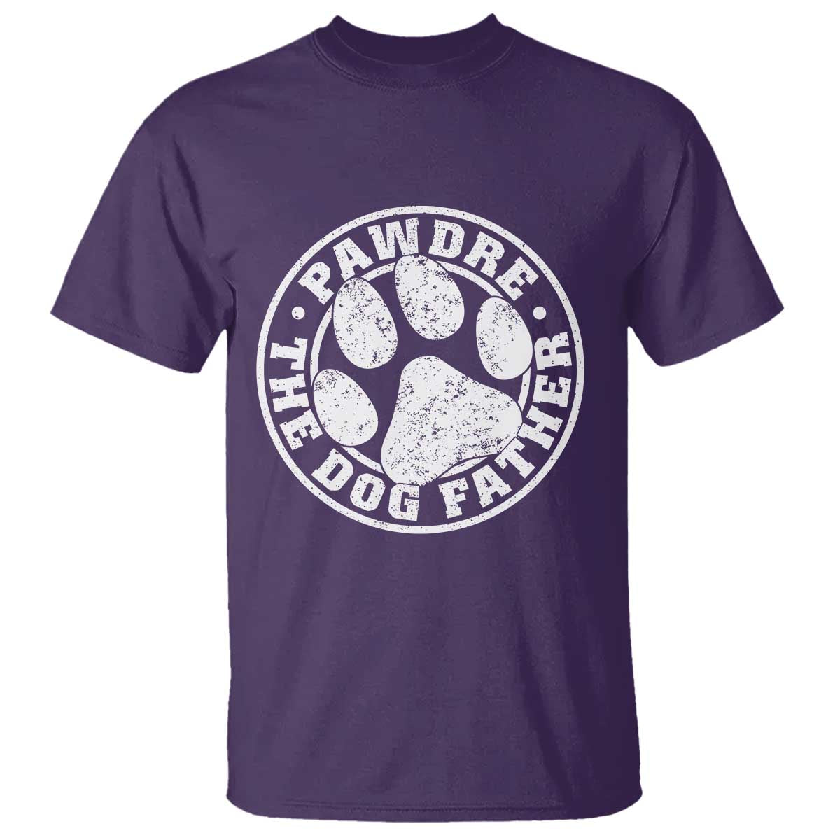 Funny Pawdre The Dog Father T Shirt Fur Dad Fathers Day Distressed Paw Prints TS11 Purple Print Your Wear