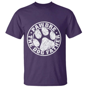 Funny Pawdre The Dog Father T Shirt Fur Dad Fathers Day Distressed Paw Prints TS11 Purple Print Your Wear