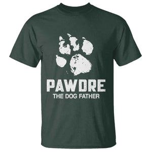Funny Pawdre The Dog Father T Shirt Fur Dad Fathers Day Vintage Paw Prints TS11 Dark Forest Green Print Your Wear