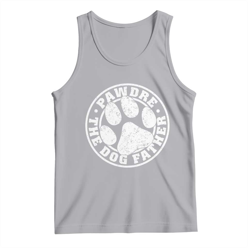 Funny Pawdre The Dog Father Tank Top Fur Dad Fathers Day Distressed Paw Prints TS11 Athletic Heather Print Your Wear