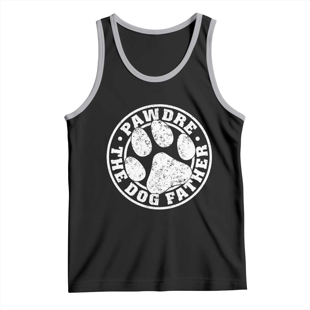 Funny Pawdre The Dog Father Tank Top Fur Dad Fathers Day Distressed Paw Prints TS11 Black Athletic Heather Print Your Wear