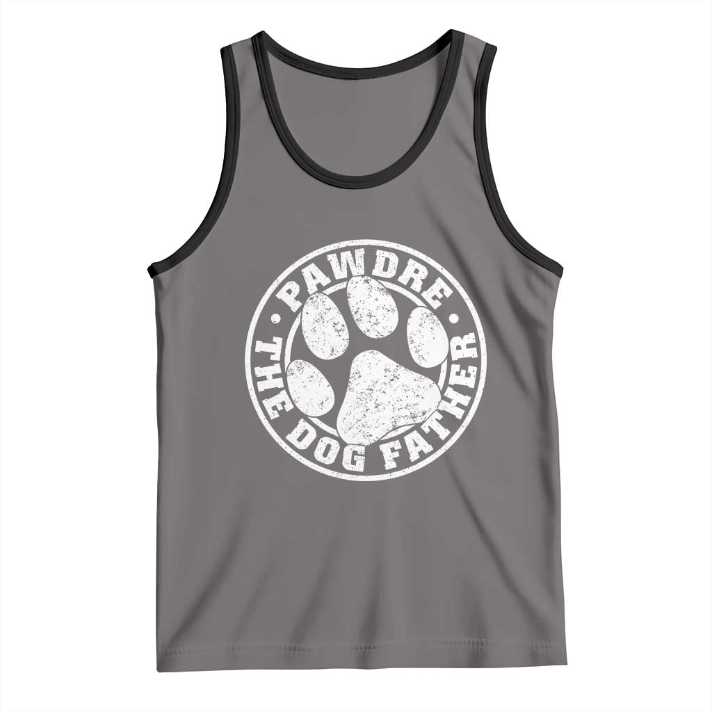 Funny Pawdre The Dog Father Tank Top Fur Dad Fathers Day Distressed Paw Prints TS11 Deep Heather Black Print Your Wear