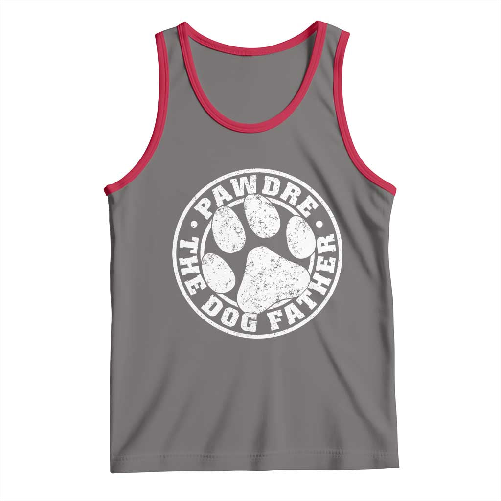 Funny Pawdre The Dog Father Tank Top Fur Dad Fathers Day Distressed Paw Prints TS11 Deep Heather Red Print Your Wear
