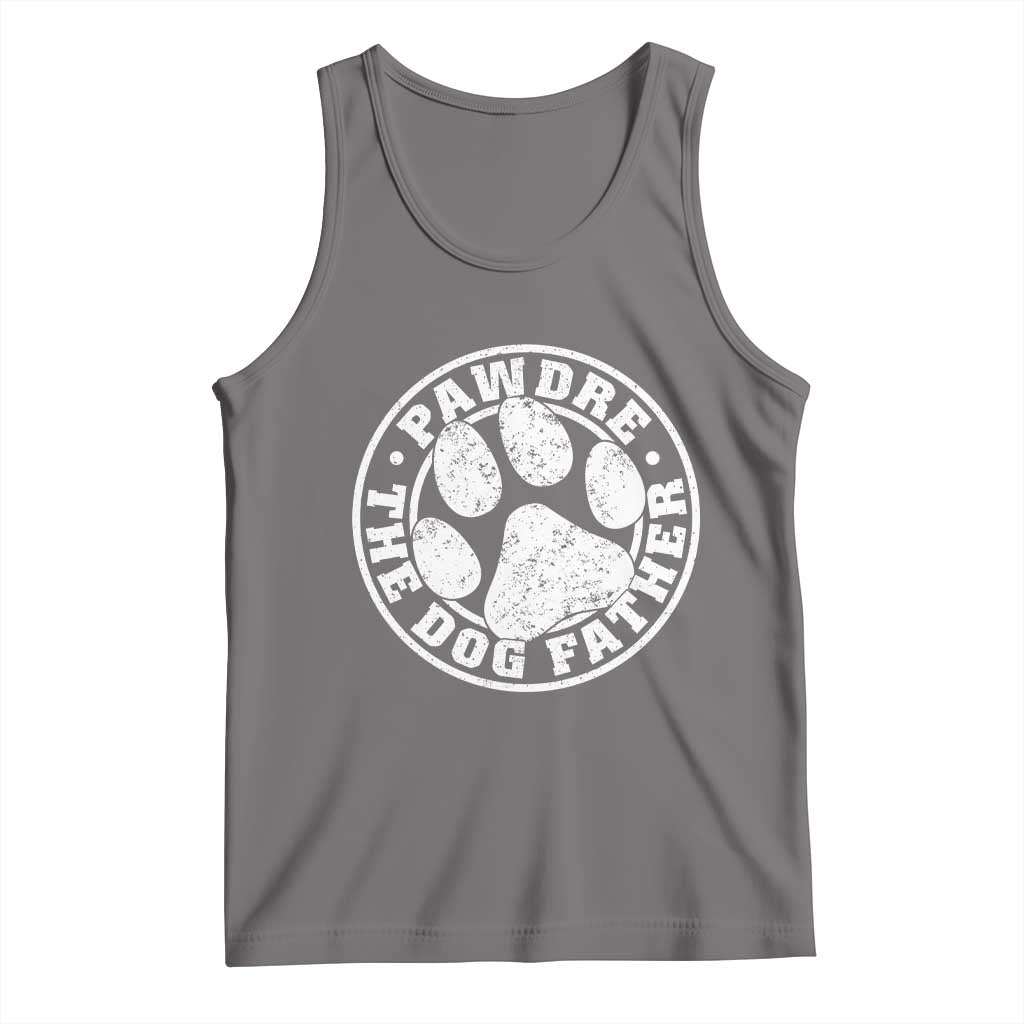 Funny Pawdre The Dog Father Tank Top Fur Dad Fathers Day Distressed Paw Prints TS11 Deep Heather Print Your Wear