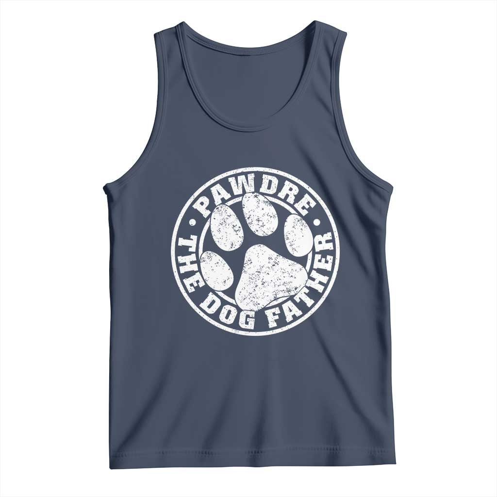 Funny Pawdre The Dog Father Tank Top Fur Dad Fathers Day Distressed Paw Prints TS11 Navy Print Your Wear