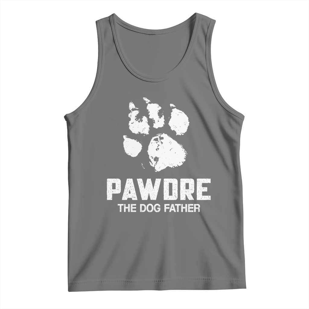 Funny Pawdre The Dog Father Tank Top Fur Dad Fathers Day Vintage Paw Prints TS11 Black Heather Print Your Wear