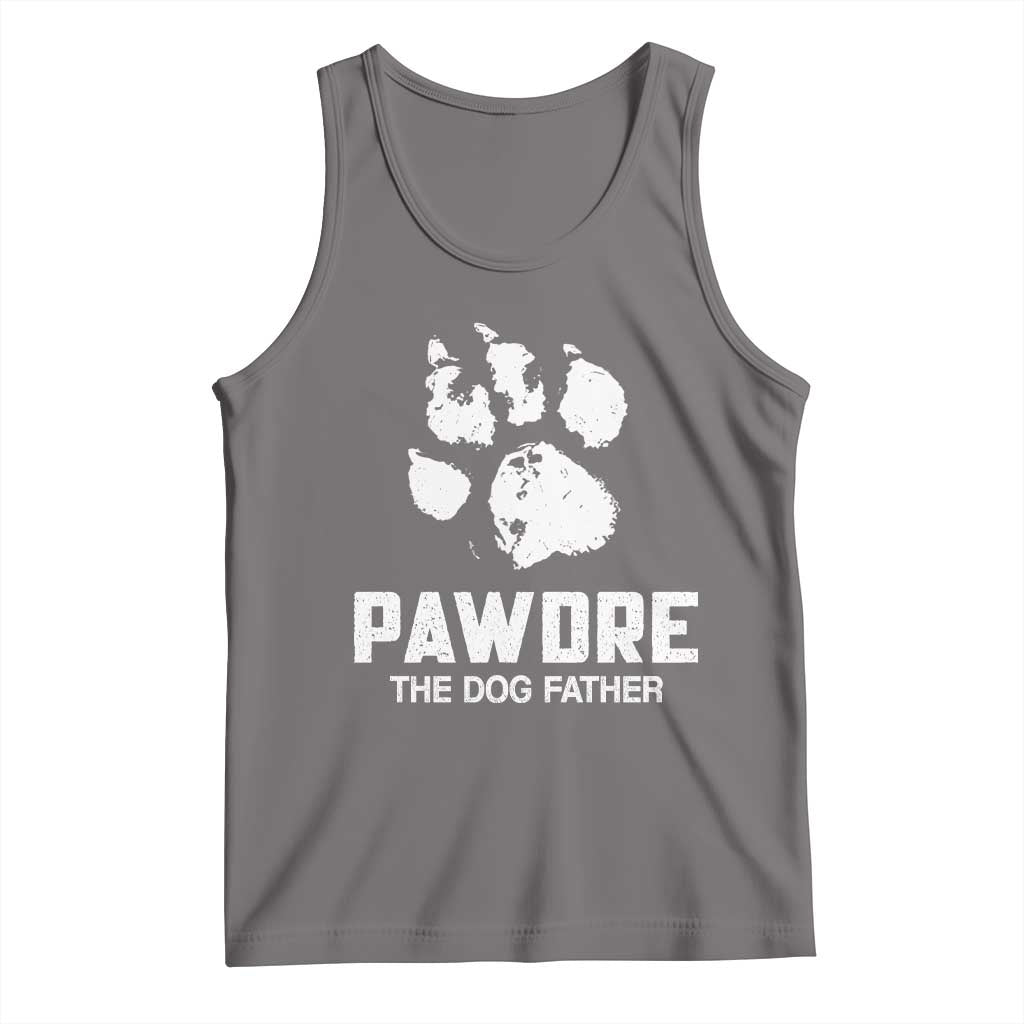 Funny Pawdre The Dog Father Tank Top Fur Dad Fathers Day Vintage Paw Prints TS11 Deep Heather Print Your Wear