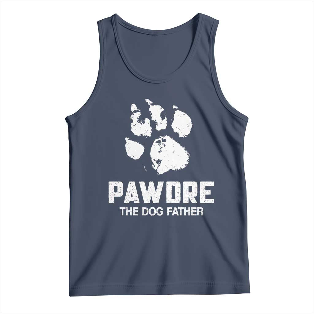Funny Pawdre The Dog Father Tank Top Fur Dad Fathers Day Vintage Paw Prints TS11 Navy Print Your Wear